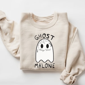 Ghost Malone Sweatshirt, Halloween Sweatshirt, Cute Ghost Sweat, Funny Halloween Crewneck, Spooky Sweatshirt, Halloween Party Shirt