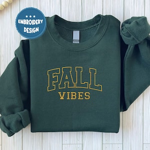Fall Vibes Sweatshirt, Boo Embroidered Halloween Sweatshirt | Spooky Season Fun Fall Crewneck Sweater | Autumn Pullover