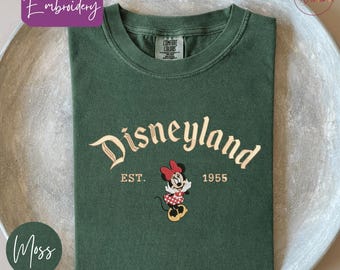 Embroidered Vintage Disneyland Est. 1955 Shirt, Minnie Mouse Disneyland California Tee, Retro Disney Trip Shirt, Family Vacation Tee