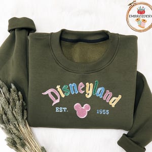 Disneyland The Original Embroidered Sweater, Vintage Retro Embroidery Thread Sweat, Disneyland Est 1955 California Sweatshirt, Gift For Her image 2
