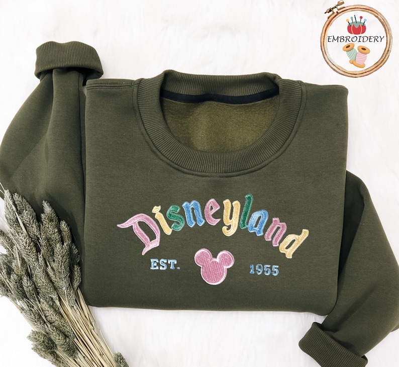 Disneyland The Original Embroidered Sweater, Vintage Retro Embroidery Thread Sweat, Disneyland Est 1955 California Sweatshirt, Gift For Her image 2
