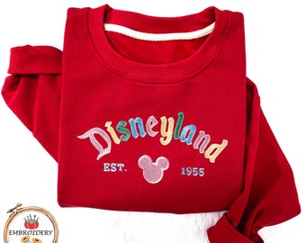 Disneyland The Original Embroidered Sweater, Vintage Retro Embroidery Thread Sweat, Disneyland Est 1955 California Sweatshirt, Gift For Her