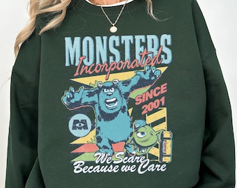 Monsters Inc Sweatshirt Since 2001 We Scare Because We Care Disney Pixar Sulley Mike  Comfort Colors Crewneck