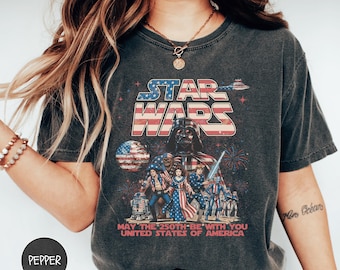 July 4th Star Wars Shirt, Patriotic America 250 Tee, Vintage USA Graphic Shirt, Comfort Colors Independence Day T-Shirt