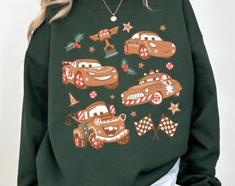 Disney Cars Christmas Sweatshirt, Lightning McQueen Holiday Crewneck, Gingerbread Pixar Pullover, Cozy Winter Gift, Festive Top, Cute Gift