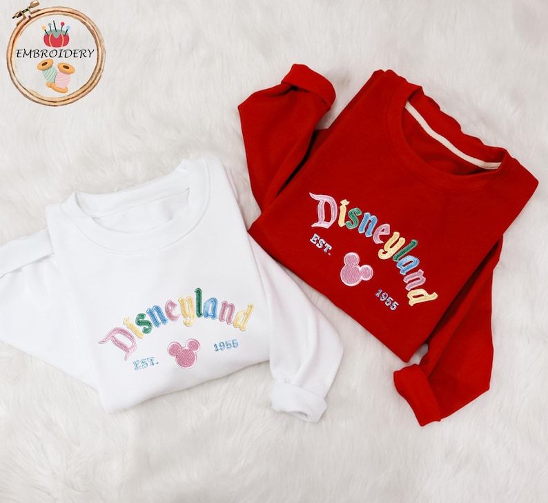 Disneyland The Original Embroidered Sweater, Vintage Retro Embroidery Thread Sweat, Disneyland Est 1955 California Sweatshirt, Gift For Her image 3