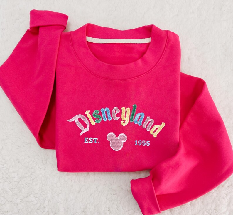 Disneyland The Original Embroidered Sweater, Vintage Retro Embroidery Thread Sweat, Disneyland Est 1955 California Sweatshirt, Gift For Her image 4