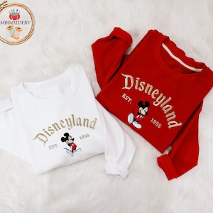 Cute Mickey Threaded Embroidery Sweatshirt, Vintage Retro Disneyland Embroidered Jumper, Disneyland Est 1955 California Sweat, Gift For Her