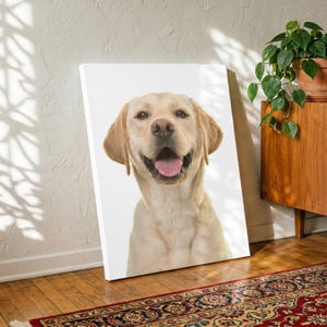 Custom Pet Portrait, Modern Watercolor Canvas | DTF Print On Stretched Wood Frame | Sizes 8x8–36x36
