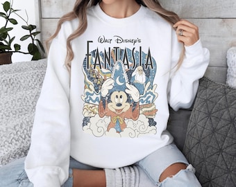 Fantasia Mickey Sweatshirt, Vintage Disney Sorcerer Pullover, Retro Cartoon Wizard Hat Sweater, Magical Disney World Top, Cute Gift for Fans