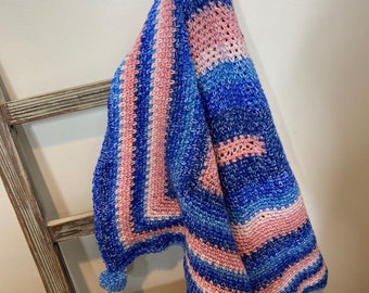 Hand Crochet Ombre Moss Stitch Rectangle Baby Blanket