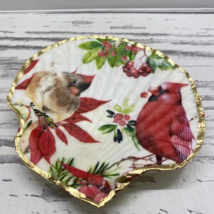 Decoupage Scallop Shell Ring Trinket Dish