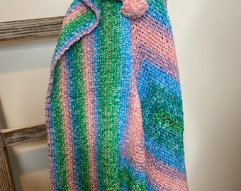 Hand Crochet Ombre Moss Stitch Rectangle Baby Blanket