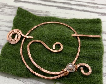 Copper Wire Beaded Shawl Pin