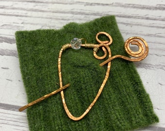 Copper Wire Beaded Shawl Pin