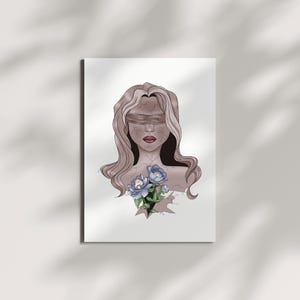 Digital illustration &quot;Floral Flayed Woman&quot; – Poetic and Symbolic Art – Downloadable poster – Psychological Art