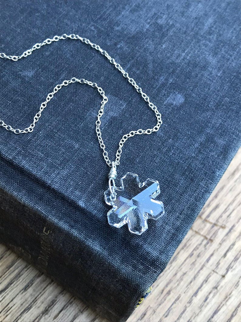 SALE. Swarovski crystal snowflake on sterling silver necklace. Holiday, winter, Christmas jewelry image 2