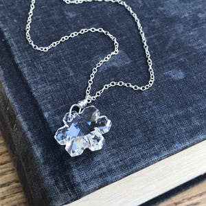 SALE. Swarovski crystal snowflake on sterling silver necklace. Holiday, winter, Christmas jewelry image 1
