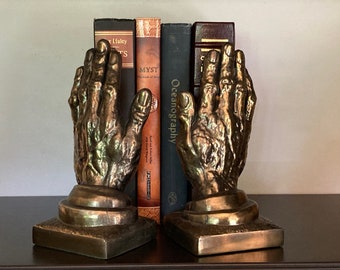 Helping Hands. Vintage brass hand bookends