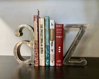Vintage metal A to Z bookends. Fun letter bookends. Alphabet bookends