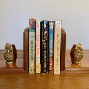 Fun vintage brass and wood owl bookends. Mid-century, hard to find, for the owl lovers and bookworms