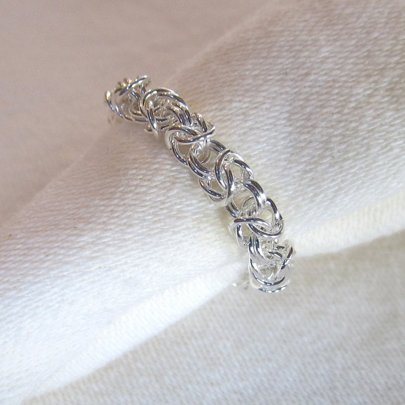 Silver Chainmaille Ring Handmade Chainmail Ring Sterling Silver Byzantine Ring Sterling Stacking Ring