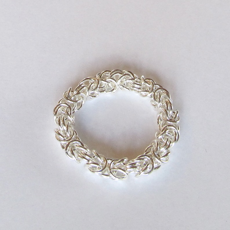 Silver Chainmaille Ring Handmade Chainmail Ring Sterling Silver Byzantine Ring Sterling Stacking Ring