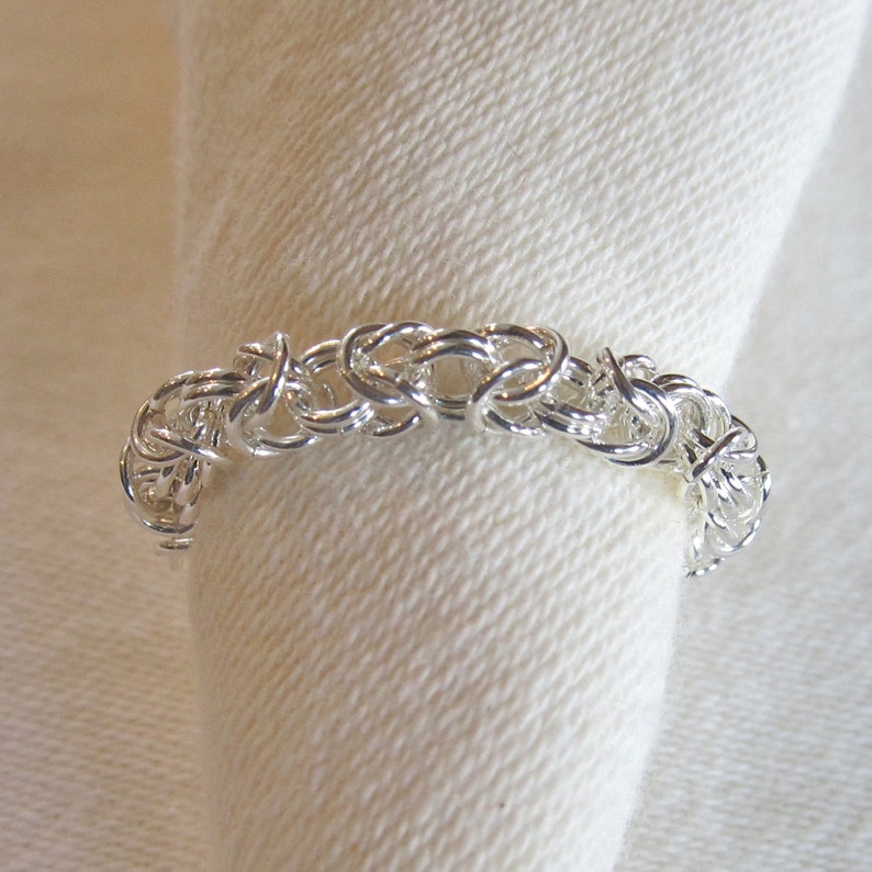 Silver Chainmaille Ring Handmade Chainmail Ring Sterling Silver Byzantine Ring Sterling Stacking Ring
