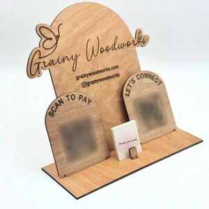 Customisable Business Logo and QR Code Signage Stand Business Card Holder Social Media QR Code Sign Vendor Market Display Payment Sign