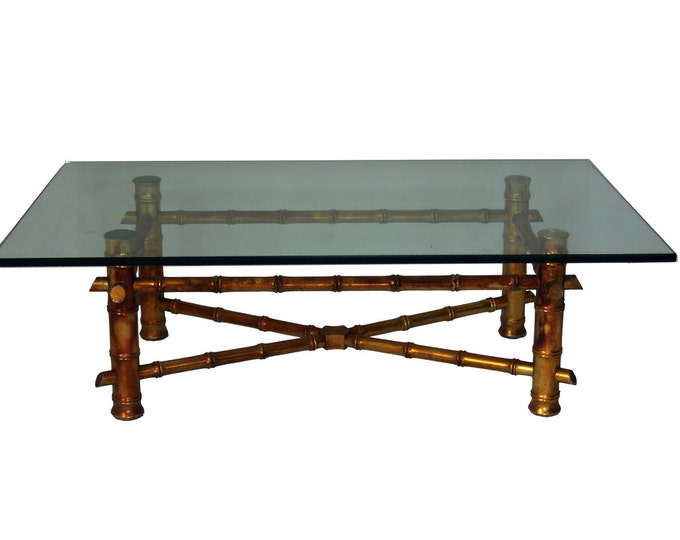SALE Regency Gold Bamboo Coffee Table Etsy