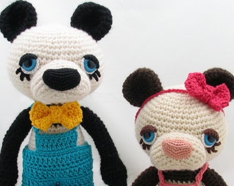 PDF Amigurumi / Patrón de Ganchillo Boba y Chai el Panda Gigante Ojo Dormilón CP-14-3205