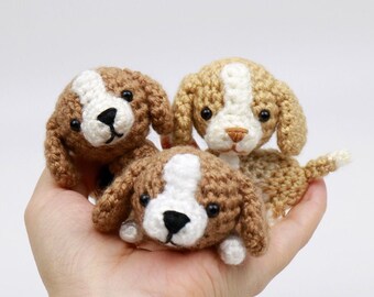 2 In 1 Amigurumi Crochet Pattern PDF, Palm-Sized Puppy Beagle Standing & Lying, Pocket Pet Easy Crochet Doll Instant Download