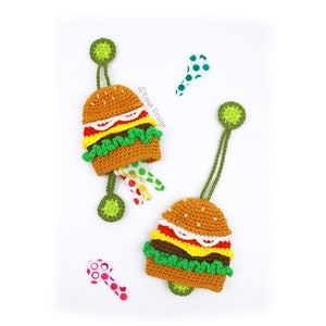 PDF Amigurumi Crochet Pattern Cheeseburger Key Cozy, Key Case, Key Cover, Key Pouch, English Tutorial, DIY, Crochet Accessories | CP-24-3796