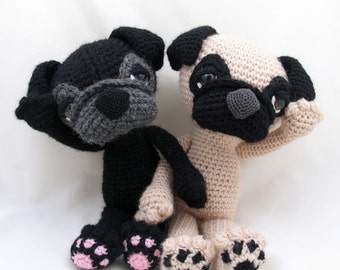 PDF Amigurumi / Crochet Pattern Sleepy Eye Dog - Dyzu and the B.B. the PUG CP-14-3230