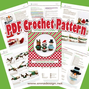 PDF Amigurumi Crochet Pattern CP-19-3508 Christmas Cat in Cupcake Santa Claus Reindeer Snowman Kokeshi Doll Amigurumi Cat image 10