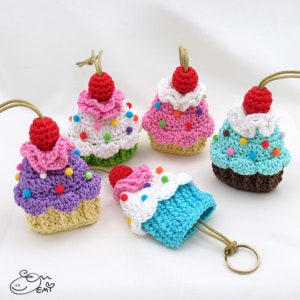 PDF Amigurumi Crochet Pattern, Cupcake Key Cozy, Key Cover, Key Holder - CP-14-3219
