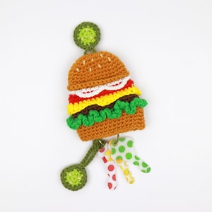 PDF Amigurumi Crochet Pattern Cheeseburger Key Cozy, Key Case, Key Cover, Key Pouch, English Tutorial, DIY, Crochet Accessories | CP-24-3796