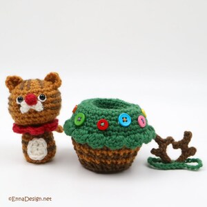 PDF Patrón Amigurumi Crochet CP-19-3508 Gato Navideño en Cupcake / Papá Noel / Reno / Muñeco de Nieve / Muñeco Kokeshi / Gato Amigurumi imagen 5