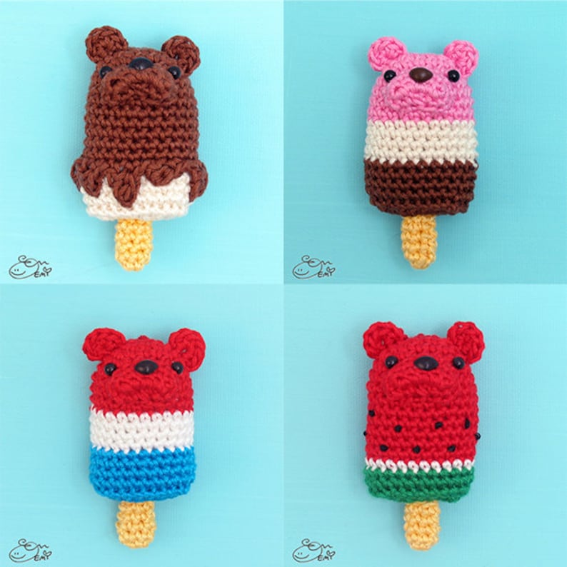 PDF Amigurumi / Crochet Pattern Ice Popsicle/Ice Cream Bar Bear CP-15-3272 image 2