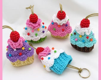 Cupcake Key Cozy Crochet Pattern, Cute Amigurumi Keychain Holder PDF, Bag Accessory Crochet Tutorial, Instant Download Digital File