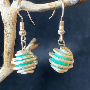 Infinity Loop Silver Spiral Bead Earrings