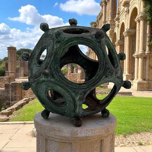 Roman Dodecahedron Sculpture - Hand Painted Bronze Finish