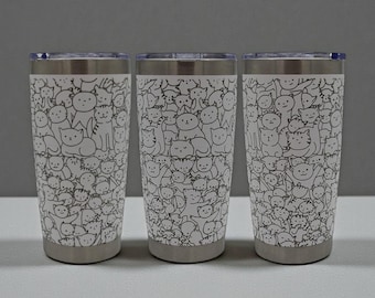 Gegraveerde kattenbeker – katachtig ontwerp voor 20oz Generic en YETI