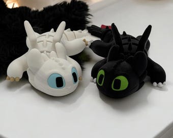 Toothless & Light Fury Articulated Dragon Toy - Flexible Stress Relief Fidget
