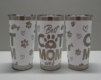 Gegraveerde Cat Mom-beker – katachtig ontwerp voor 20 oz generiek