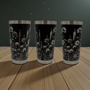 Wildflower Engraved Tumbler 20oz, Floral Design - YETI and Generic Versions!