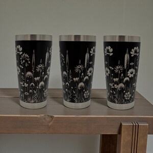 Wildflower Engraved Tumbler 20oz, Floral Design - YETI and Generic Versions!