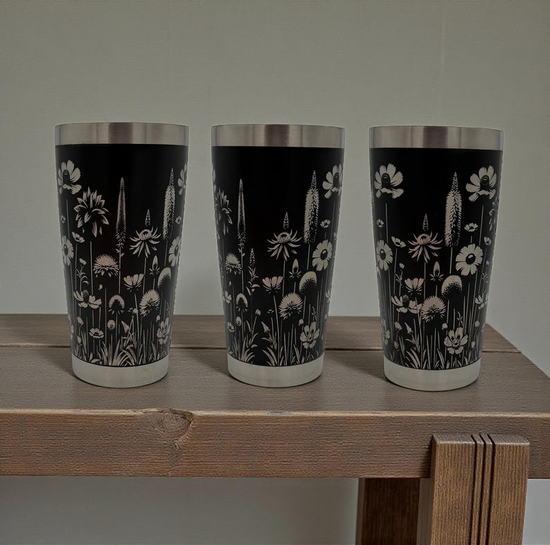 Wildflower Engraved Tumbler 20oz, Floral Design - YETI and Generic Versions!