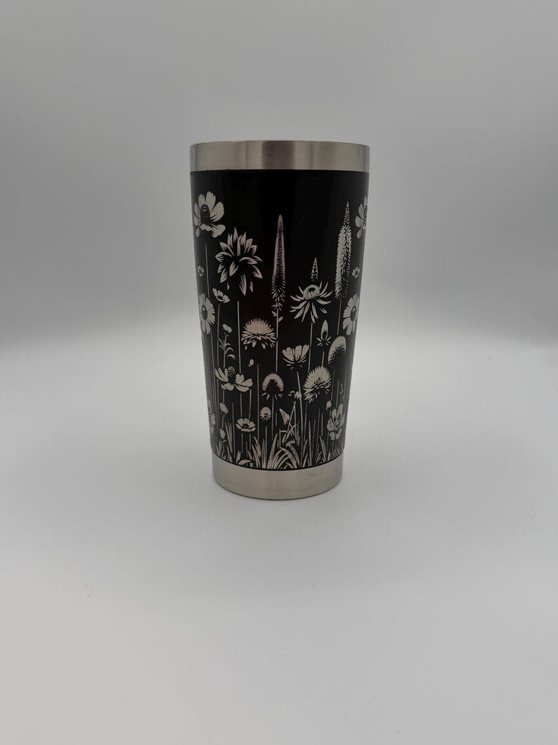 Wildflower Engraved Tumbler 20oz, Floral Design - YETI and Generic Versions!