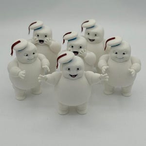 6 Adorable Ghostbusters Mini Stay Puft Marshmallow Men Figurines (6) - Handmade Fan Art - Unique Gift!